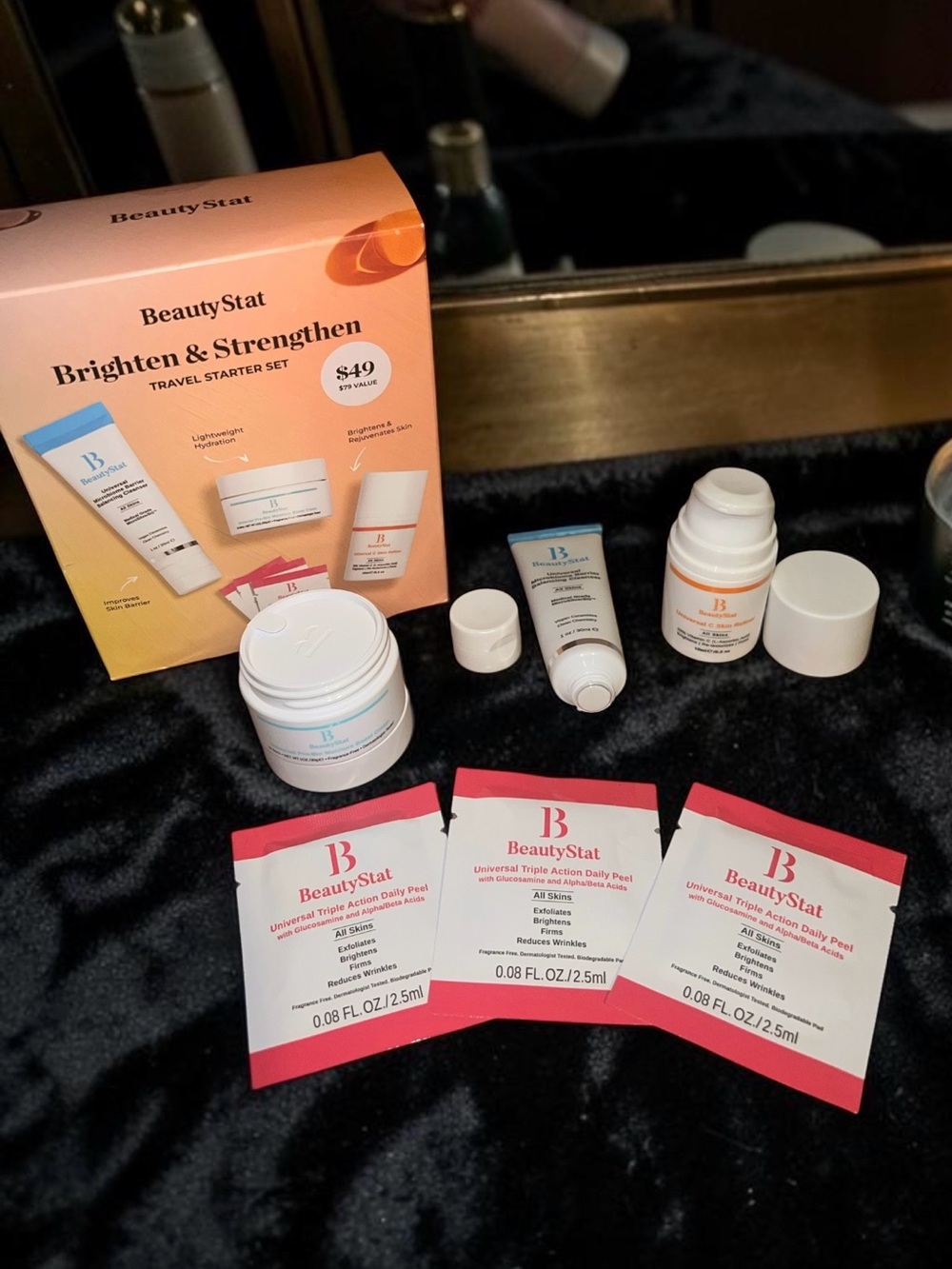 BeautyStat Travel Starter Set — Pink, Orange, White, Blue Accents